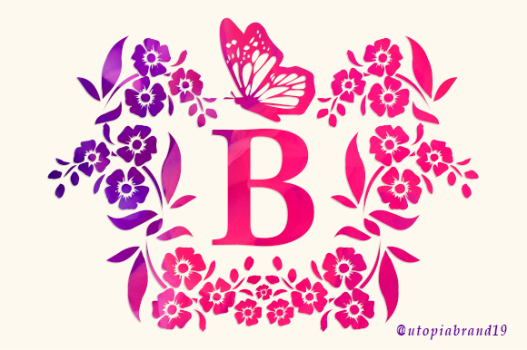 Flower Butterfly Monogram Font for Business Branding